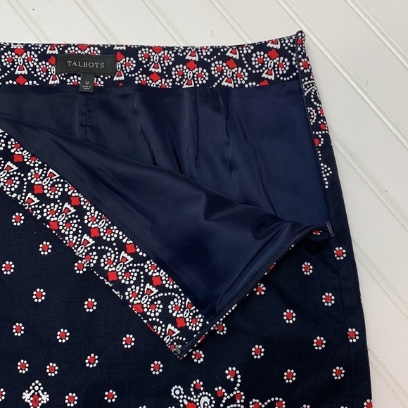 Talbots red white and blue lined skirt EUC 12 - Picture 7 of 9